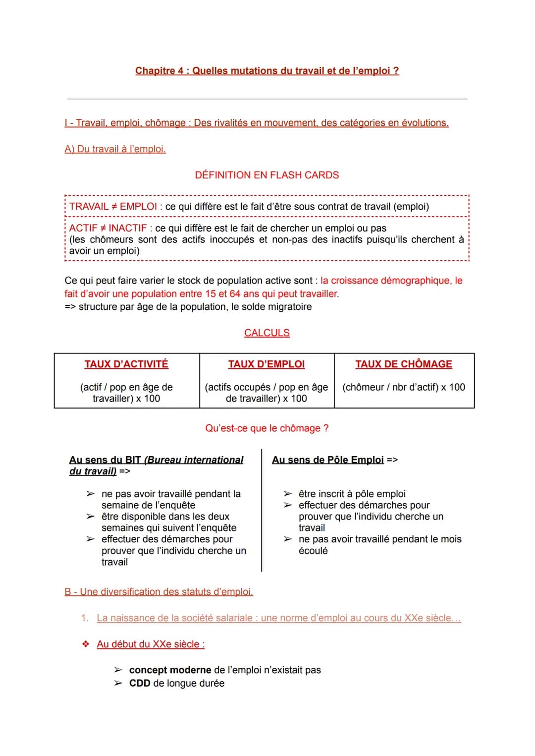 1- Travail, emploi, chômage : Des rivalités en mouvement, des catégories en évolutions.
Chapitre 4 : Quelles mutations du travail et de l'em