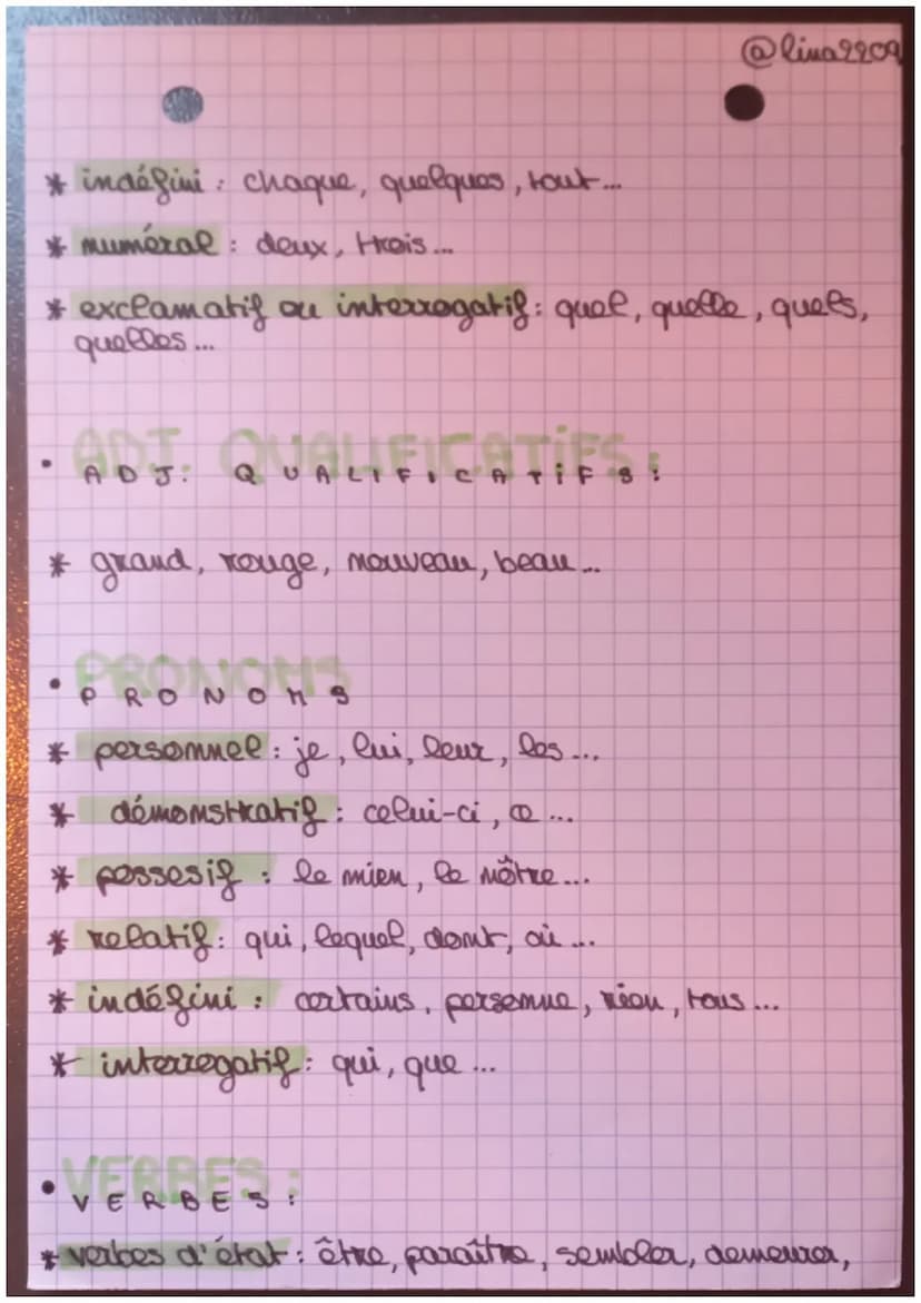 @lina 2209
français
Les classes grammaticales
•
Il existe I grandes catégories de mots :
les mots variables et les mots invariables.
NOTS VA