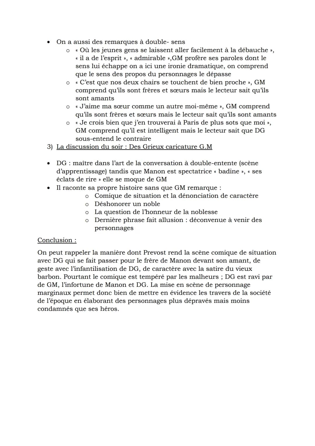 Introduction :
Dans ce texte, Manon a cédé, par l'intermédiaire de son frère, aux avances
de M.de.G.M puisque DG est sans le sou. DG parvien