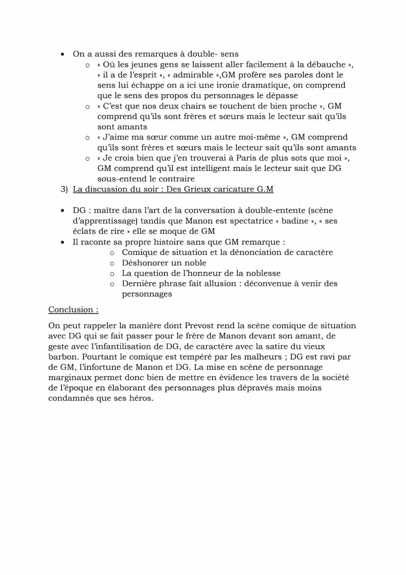 Introduction :
Dans ce texte, Manon a cédé, par l'intermédiaire de son frère, aux avances
de M.de.G.M puisque DG est sans le sou. DG parvien