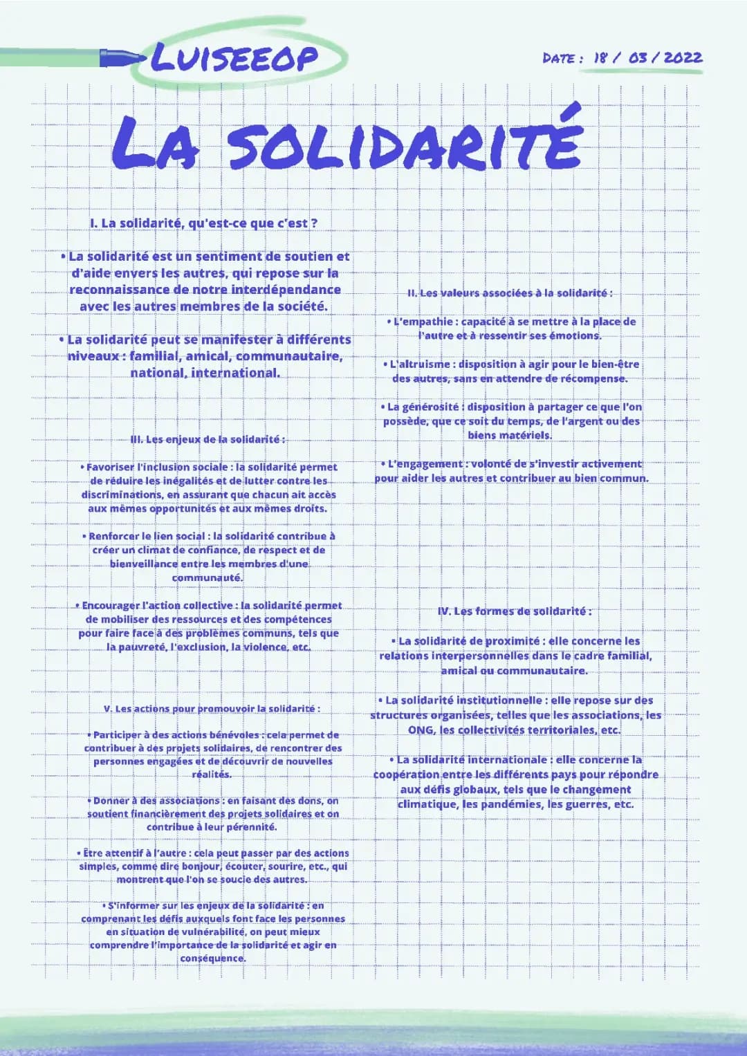 Fiche de revision de la solidarité 