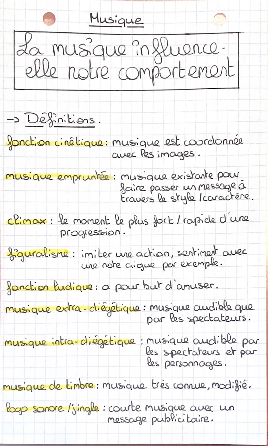 Musique
La musique influence.
elle notre comportement
-> Définitions.
fonction cinétique: musique est coordonnée
auec Pes images.
musique em