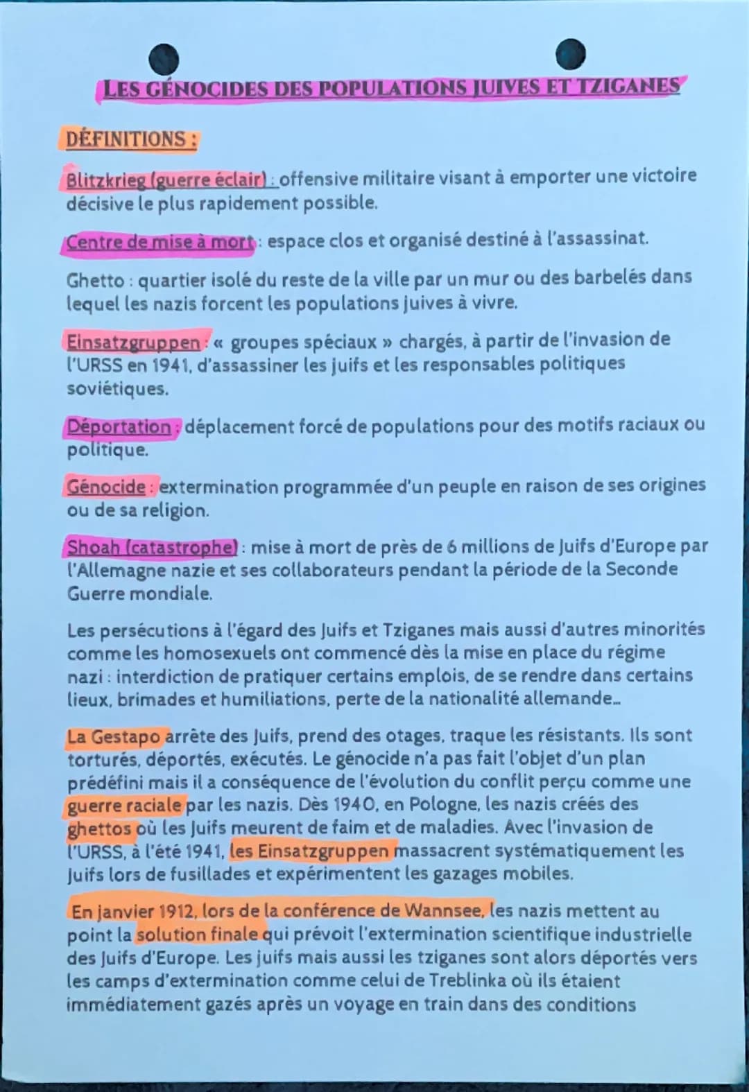 Les genocides des populations juives et tziganes 