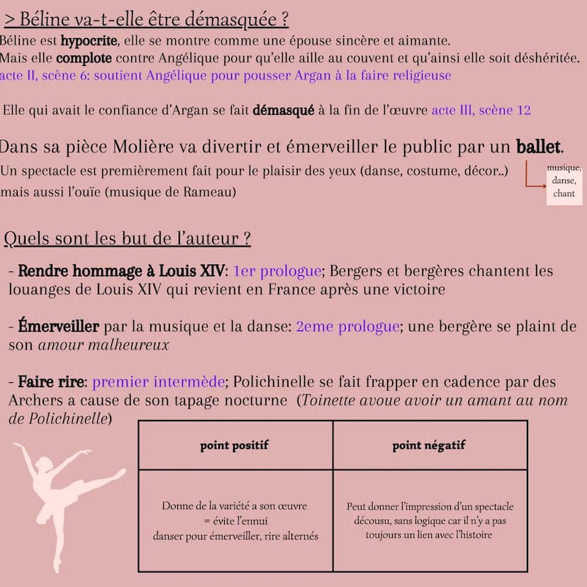 Ce qu'il faut retenir
pour une dissertation sur:
Le Malade Imaginaire
Molière un spectacle divertissant
RIRE
> comiques
INTRIGUE COMPLEXE
ST