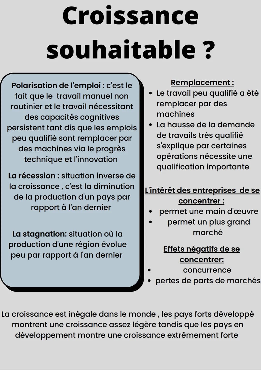 Quels sont les sources et les
défis de la croissance
éco ?
LE PIB : c'est l'ensemble de
biens et de services créent en
France sur 1 an.
PIB=