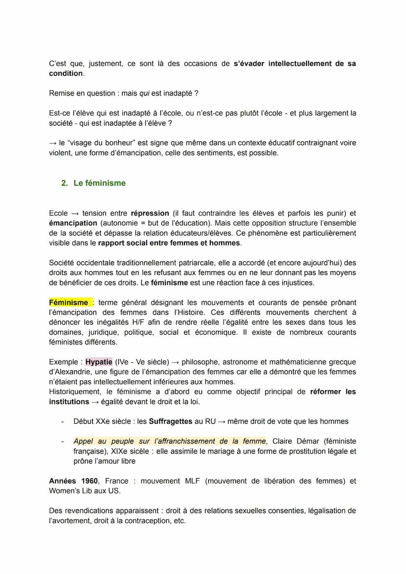 HLP RÉVISIONS
L'ÉMANCIPATION POUR TOUS ?
Apprend-on à être libre ? On peut penser que chacun aspire à l'émancipation, qu'il s'agisse
du jeun