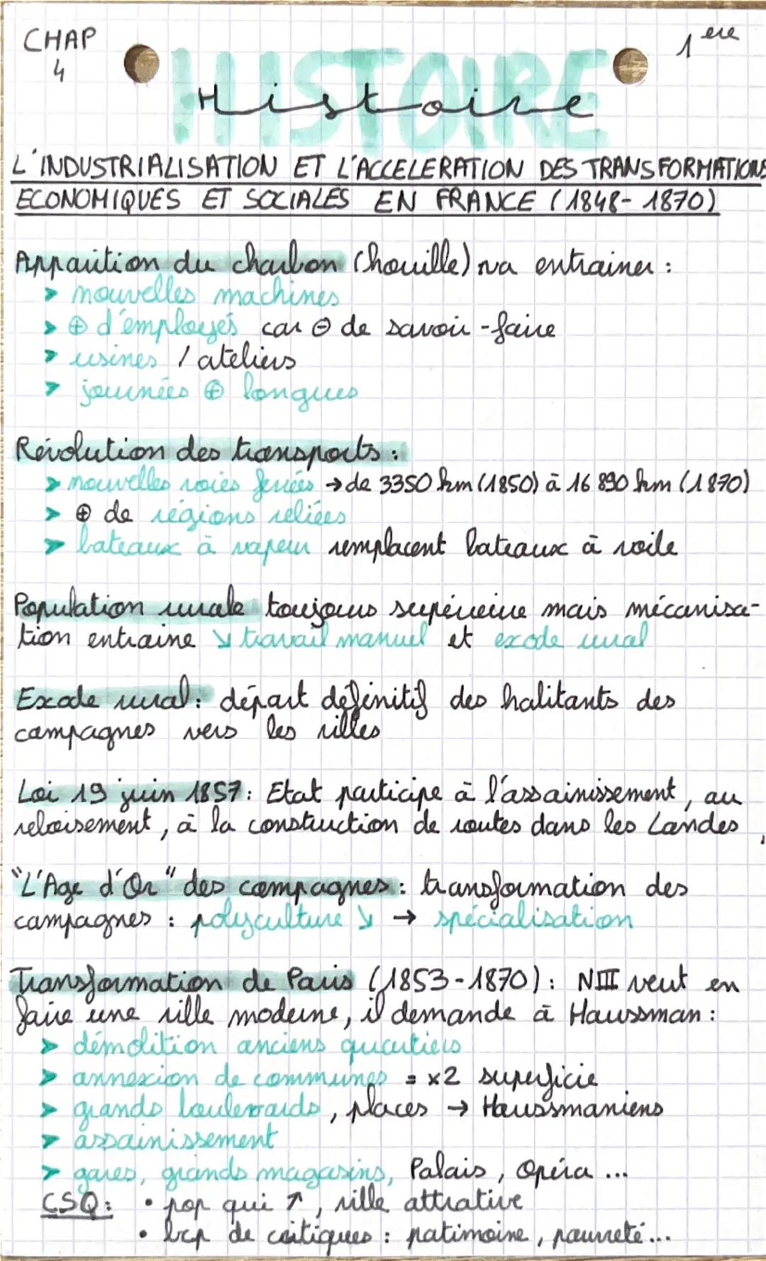 CHAP
4
1ere
Histoire
L'INDUSTRIALISATION ET L'ACCELERATION DES TRANS FORMATIONS
ECONOMIQUES ET SOCIALES EN FRANCE (1848-1870)
Apparition du 