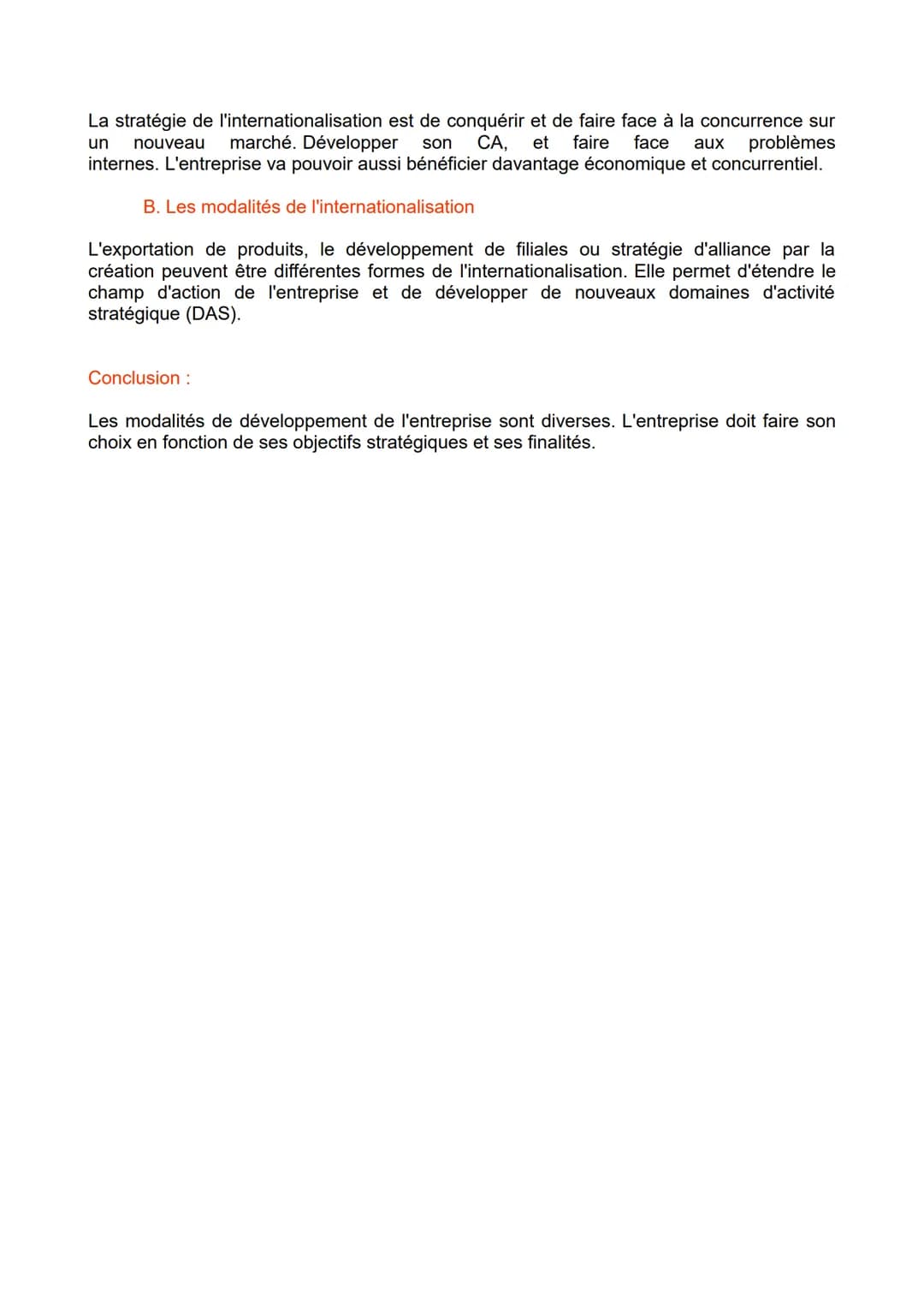 Thème 3 Chapitre 4 Synthèse
Intro :
Une entreprise doit faire des choix stratégiques et des choix pour son
développement.
Le développement p