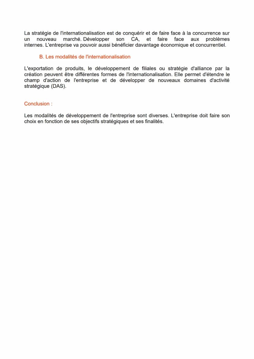 Thème 3 Chapitre 4 Synthèse
Intro :
Une entreprise doit faire des choix stratégiques et des choix pour son
développement.
Le développement p