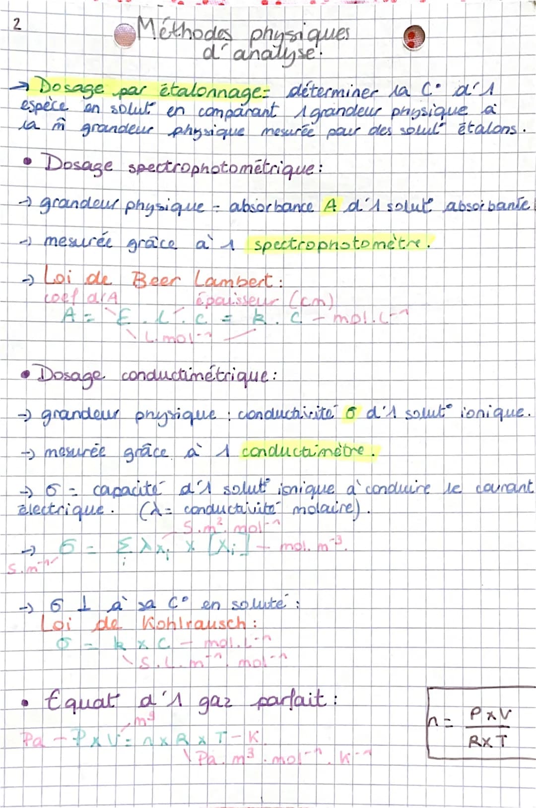 2
→ Dosage par étalonnage= déterminer la C. d's
espèce en solut en comparant 1 grandeur physique à
ia in grandeur physique mesurée pour des 