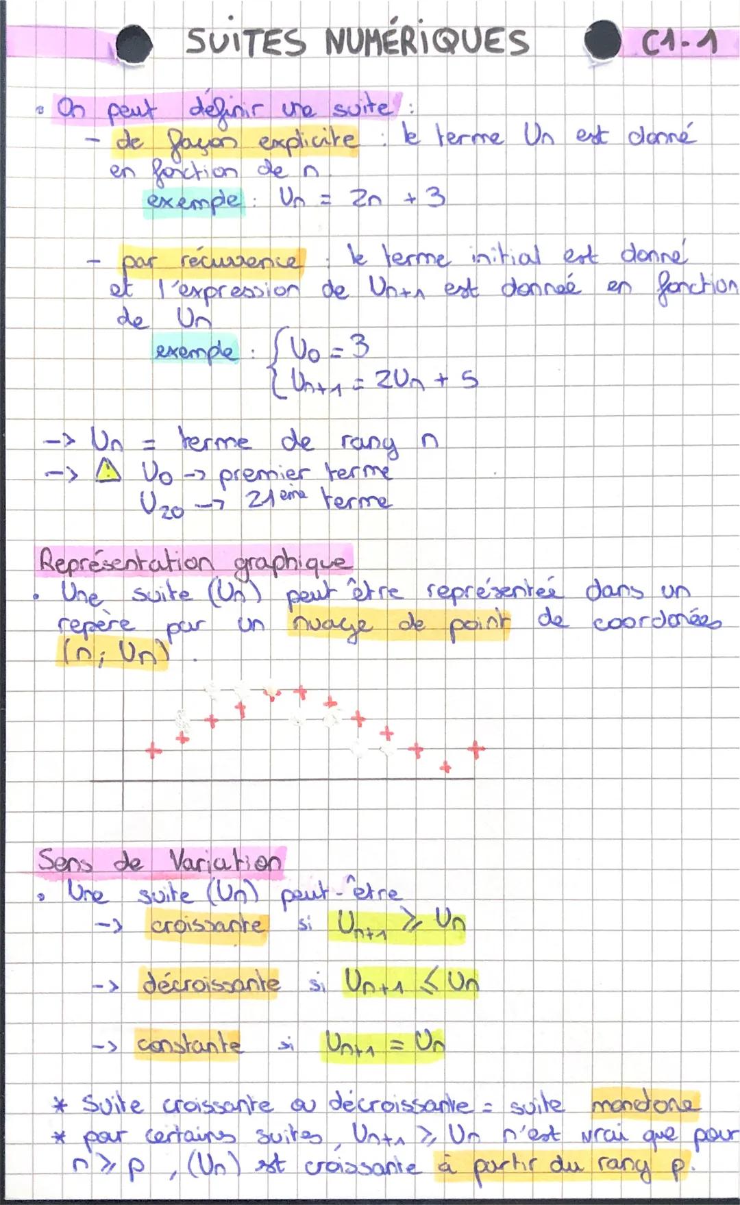 to On peut definir une suite :
- de façon explicite
en fonction de n
exemple: Un = 2n + 3
SUITES NUMERIQUES
1
9
exemple U₂=3
le terme initia