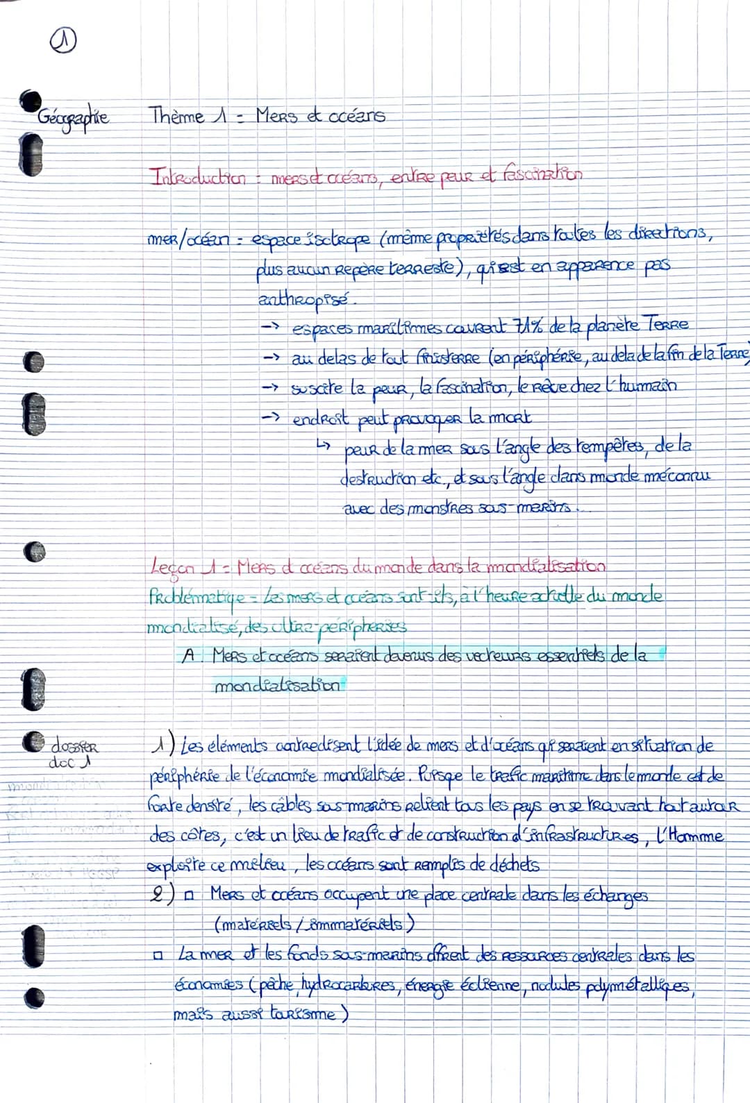 Geographie
Theme 1. MeRs & océans.
-
dossier
doct
Introduction moers et créans, entre peur et fascination
mer/océan : espace isotrope (même 