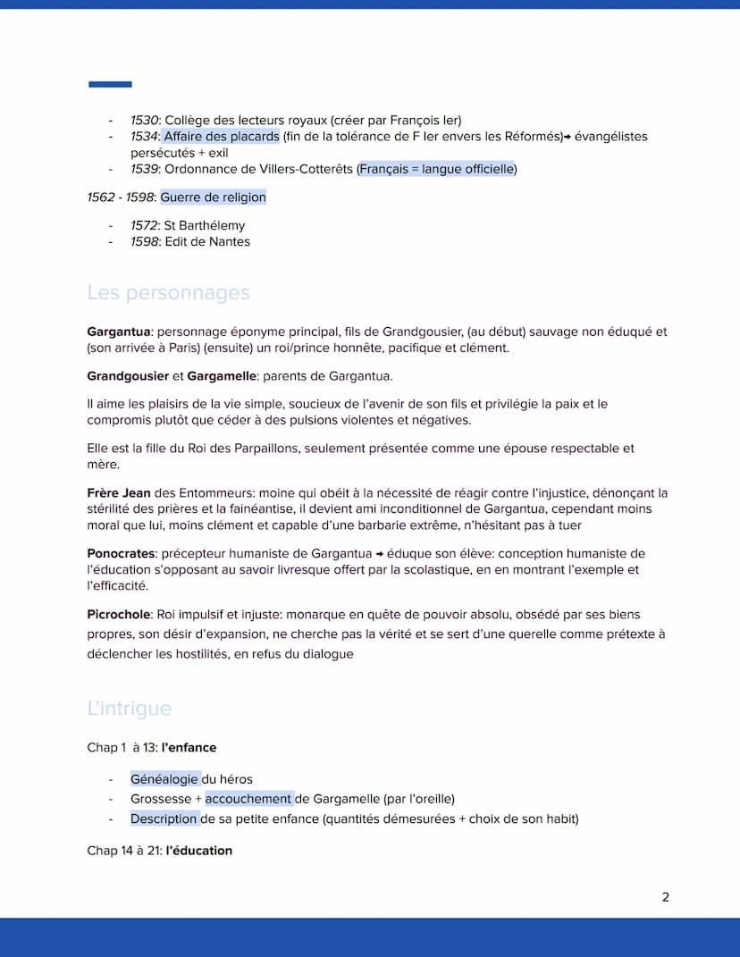 Fiche de lecture: Rire et savoir
Gargantua Introduction
1. Titre
Gargantua (1534): roman de François Rabelais
2. Auteur
François Rabelais (1