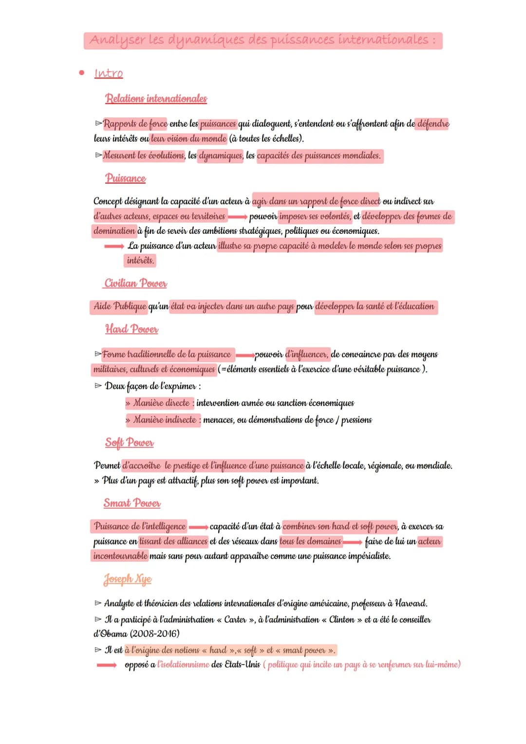 Analyser les dynamiques des puissances internationales :
● Intro
Relations internationales
Rapports de force entre les puissances qui dialoq