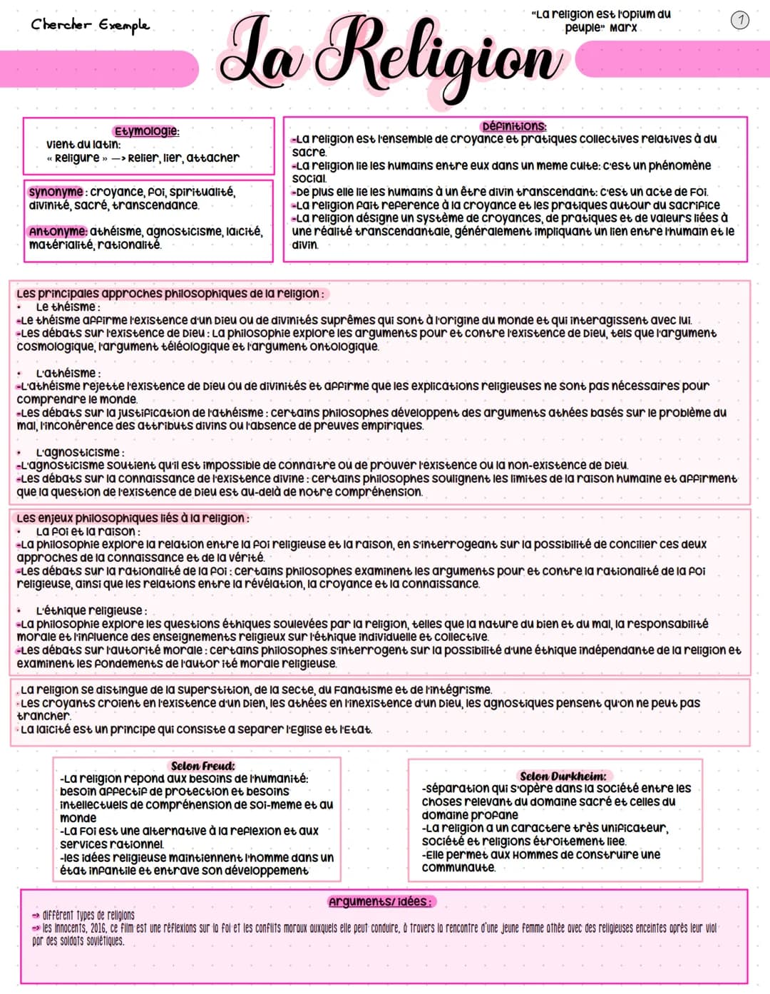.
Chercher Exemple.
La Religion
.
Etymologie:
vient du latin:
<< Religure>>> Relier, lier, attacher
synonyme: croyance, Poi, spiritualité,
d