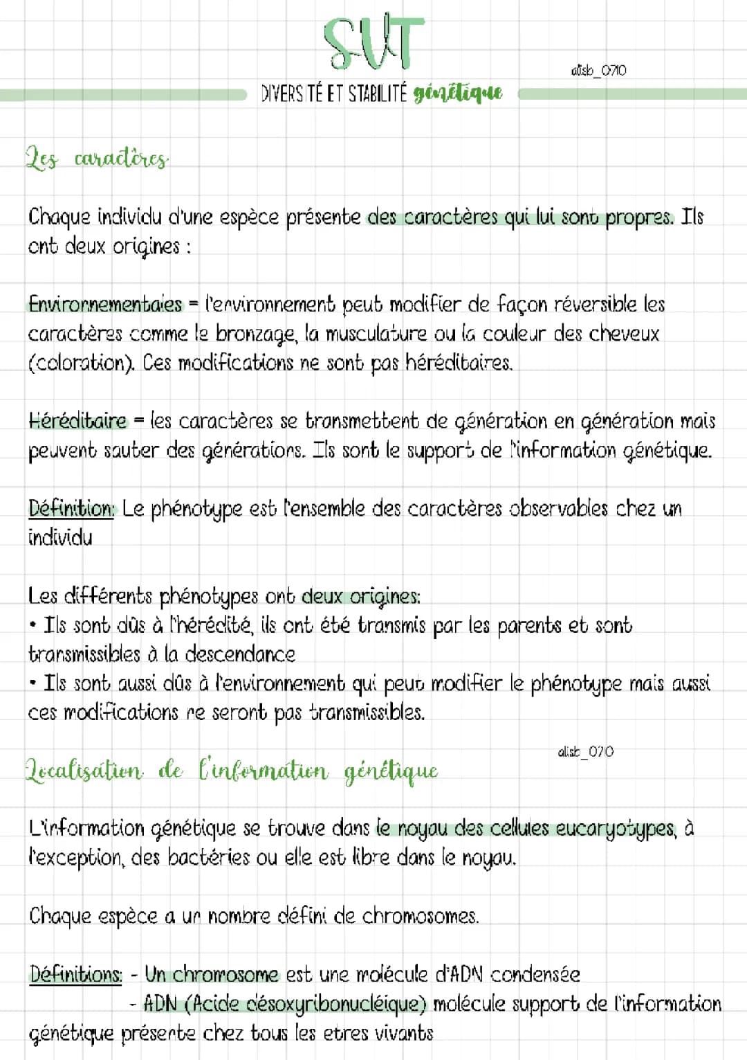 SVT : Diversité et stabilité génétique 1