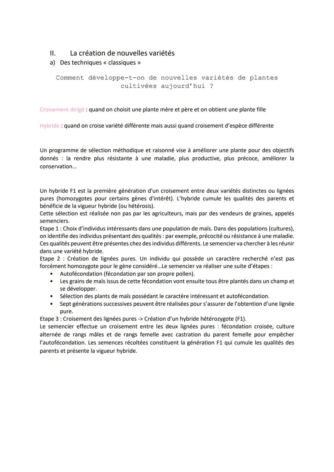 Chapitre 4
I.
LA DOMESTICATION DES
PLANTES
La domestication des plantes
Quelles sont les origines de plantes cultivées ?
Le maïs a été domes