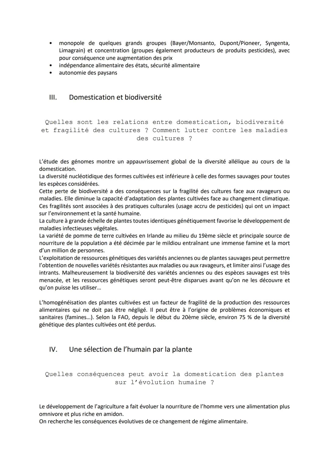Chapitre 4
I.
LA DOMESTICATION DES
PLANTES
La domestication des plantes
Quelles sont les origines de plantes cultivées ?
Le maïs a été domes