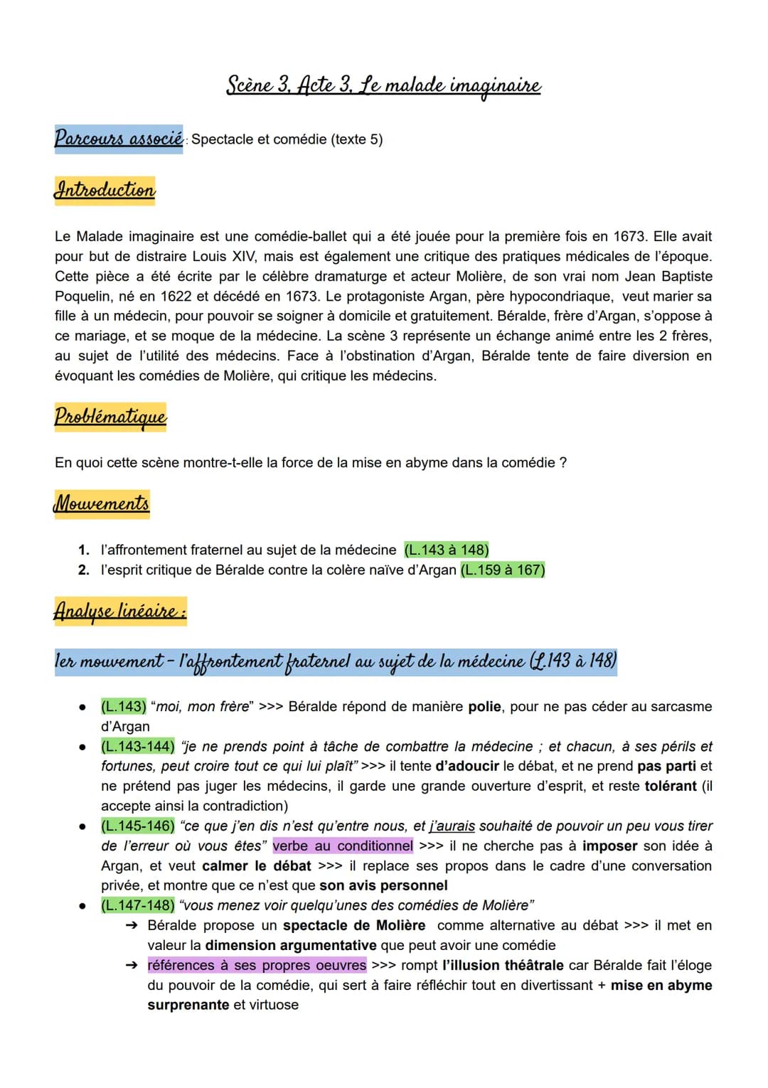 Scène 3. Acte 3. Le malade imaginaire
Parcours associé: Spectacle et comédie (texte 5)
Introduction
Le Malade imaginaire est une comédie-bal