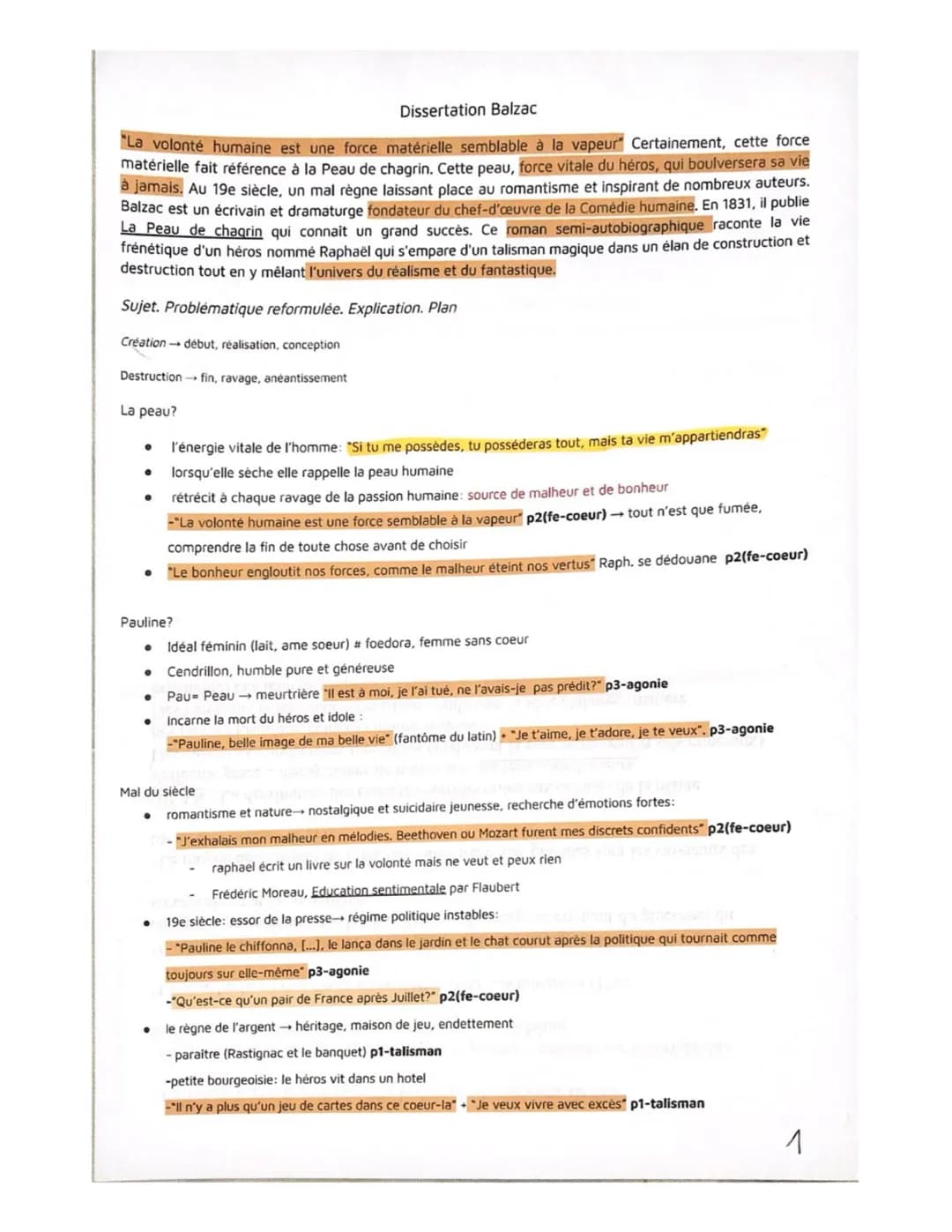 Dissertation Balzac
"La volonté humaine est une force matérielle semblable à la vapeur" Certainement, cette force
matérielle fait référence 