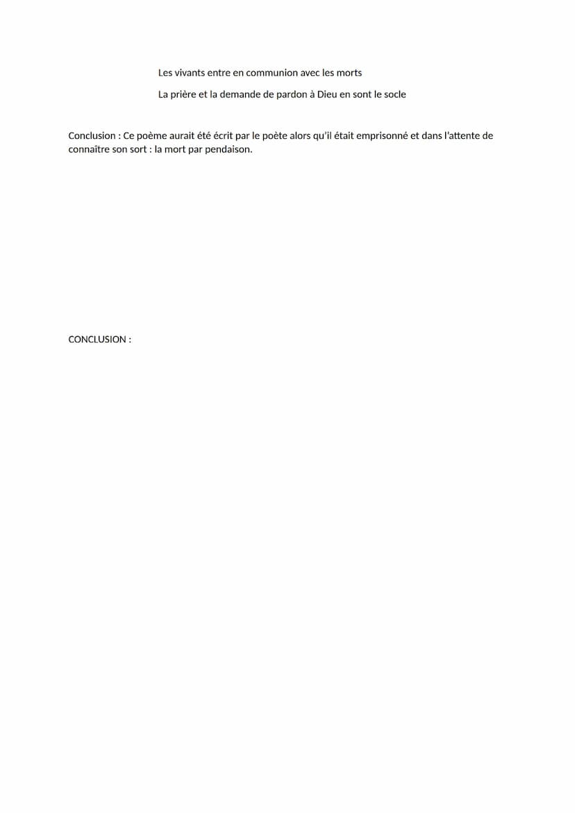 François Villon, Poésies diverses
ETUDE LINEAIRE:
> Découverte du texte :
1) Le poème est composé de trois dizain de décasyllabes et d'un qu