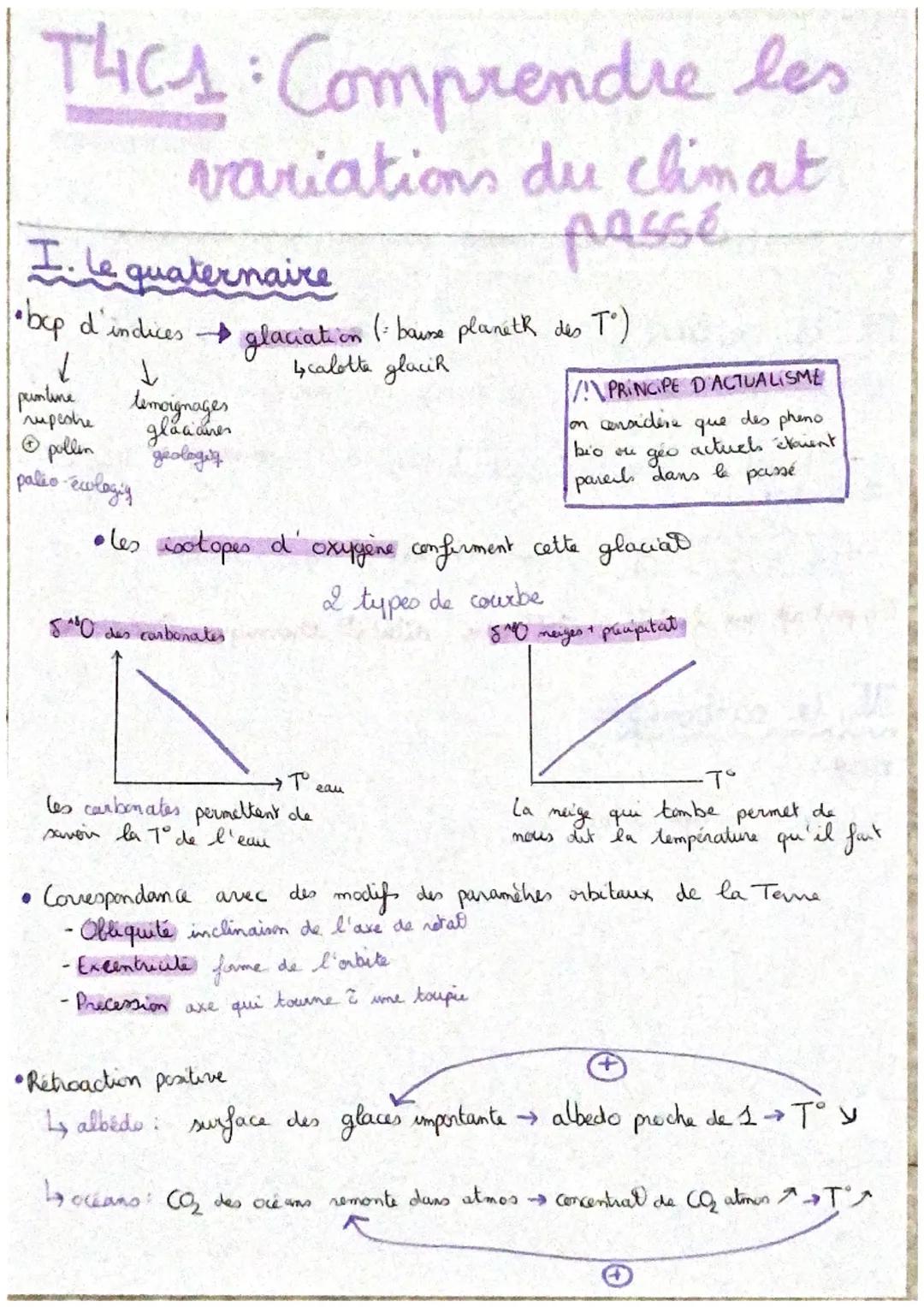 # THCA: Comprendre les
variations du climat
passé

I. Le quaternaire
*   bep d'indices glaciation (baure planith dis T°)

    ↓
    puntine
