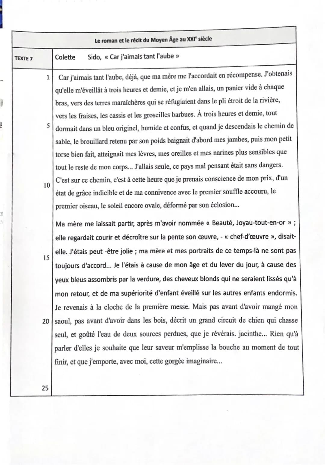 4
8 min 13.
CC Introduction C
"Car j'aimais tant l'aube"
[Accroche ] Em 1930, Colette agée de 57ans, public Sido,
un récit autobiographique,