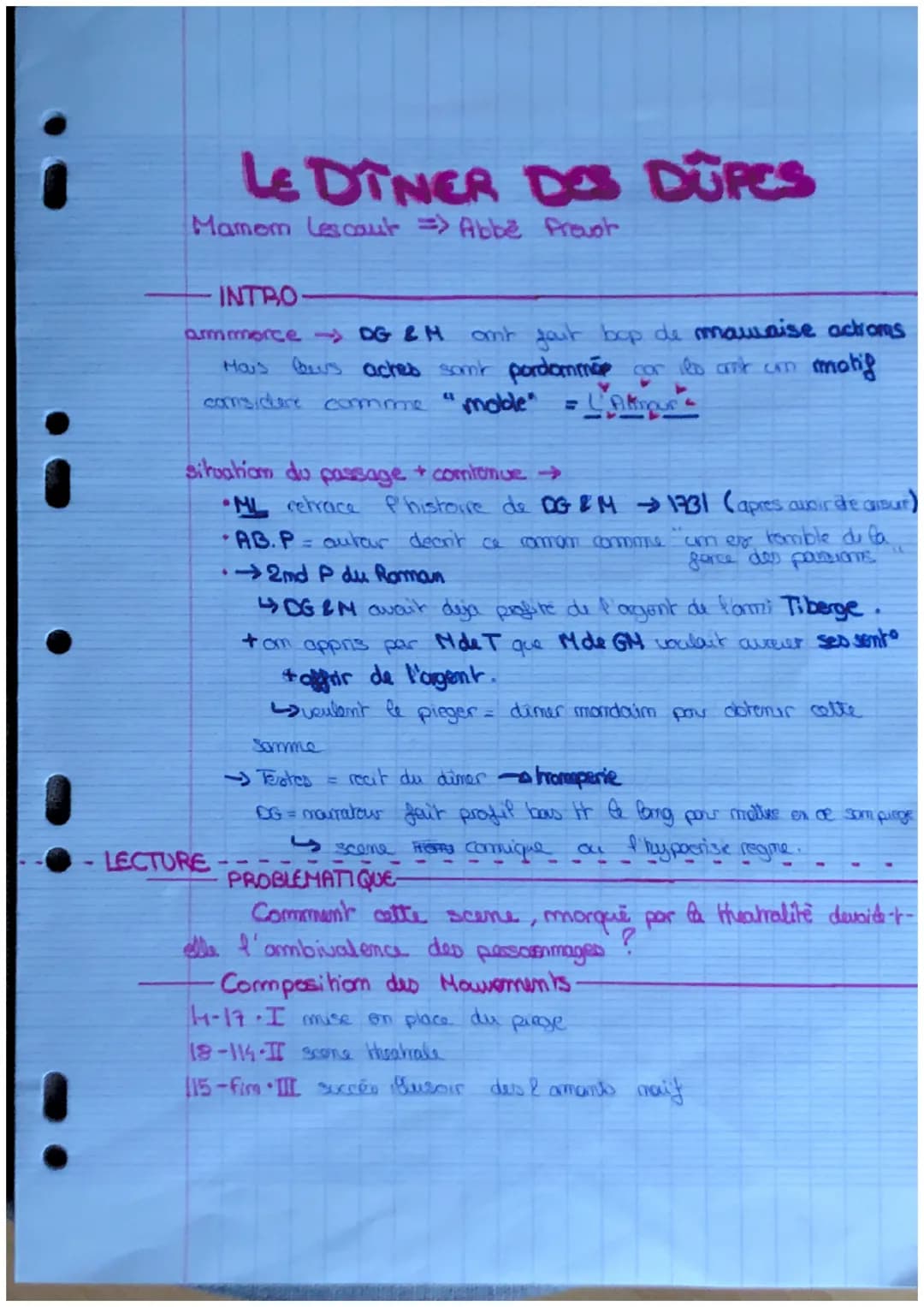 LE DÎNER DES DOPCS
Mamem Lescaut => Abbé Prevot
INTRO-
ammorce → DG & H ont fout bop de malaise actions
Hous les aches sont pordommãe for lo