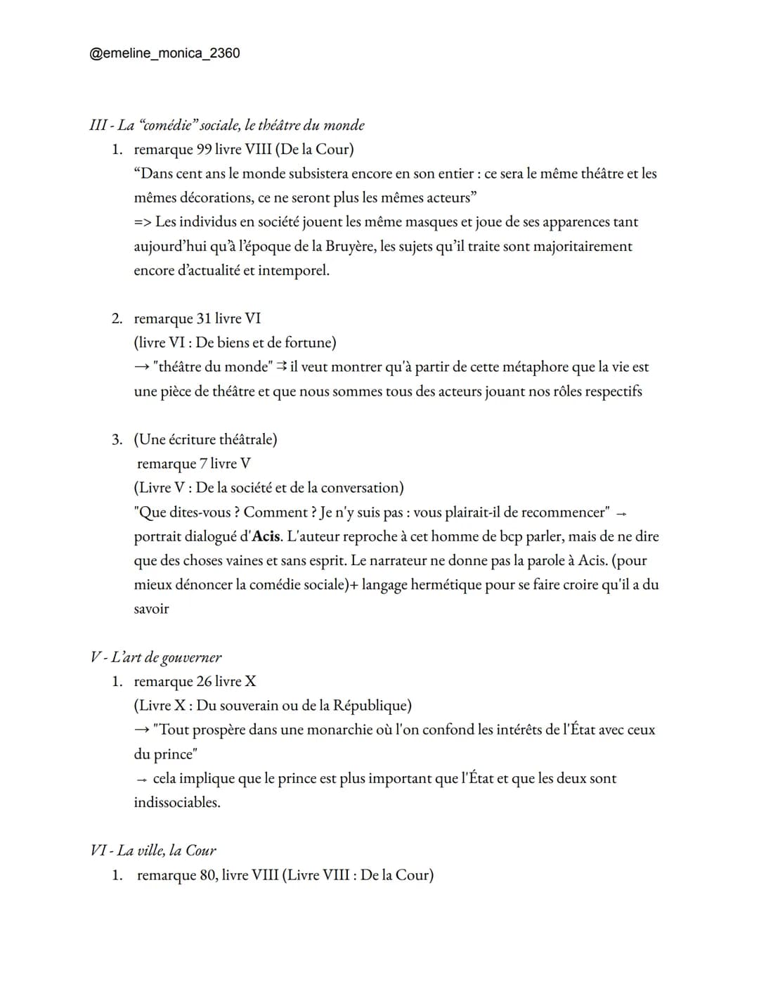 @emeline_monica_2360
Fiche de citations Les Caractères - La Bruyère
(13 citations)
+ Flashcards sur tel
Introduction rédigée:
LB, 1645 - 169