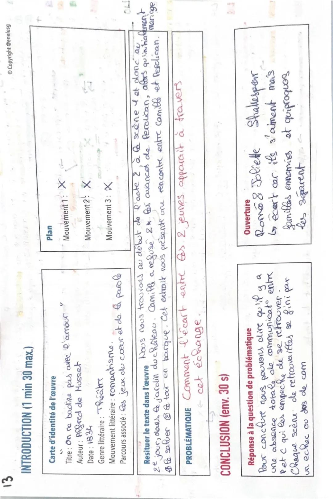 13
INTRODUCTION (1 min 30 max.)
Carte d'identité de l'œuvre
"Titre: On ne badine pas avec l'amour"
Auteur: Alfred de Musset
Date: 1834
Genre
