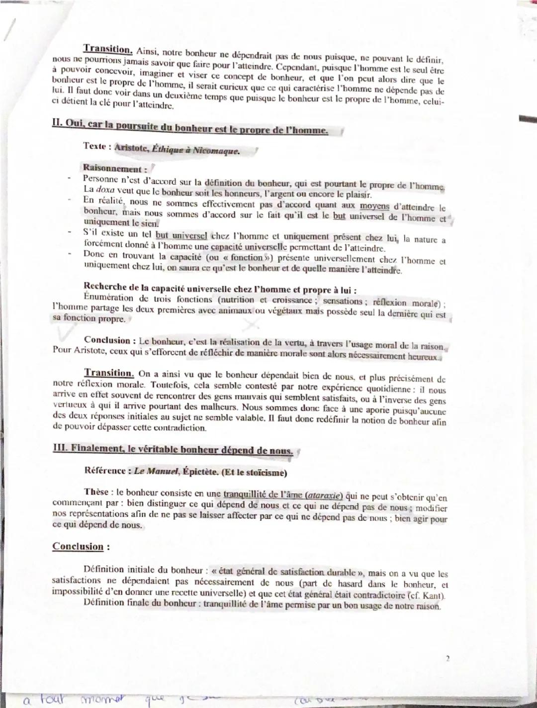 plaisir).
Vocabulaire:
Chapitre 1: Notre bonheur dépend-il de nous ?
Bonheur le bonheur désigne un état de satisfaction général et durable (