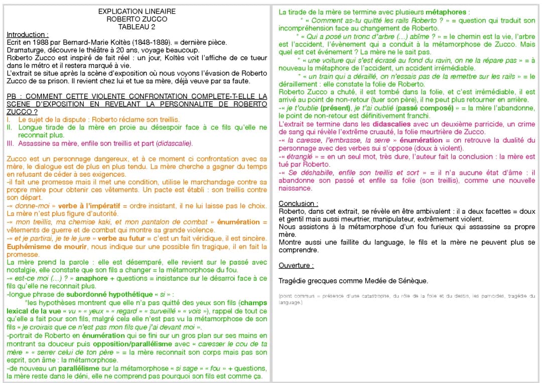 Analyse linéaire Roberto Zucco tableau 2 - Scène 3 et texte complet PDF
