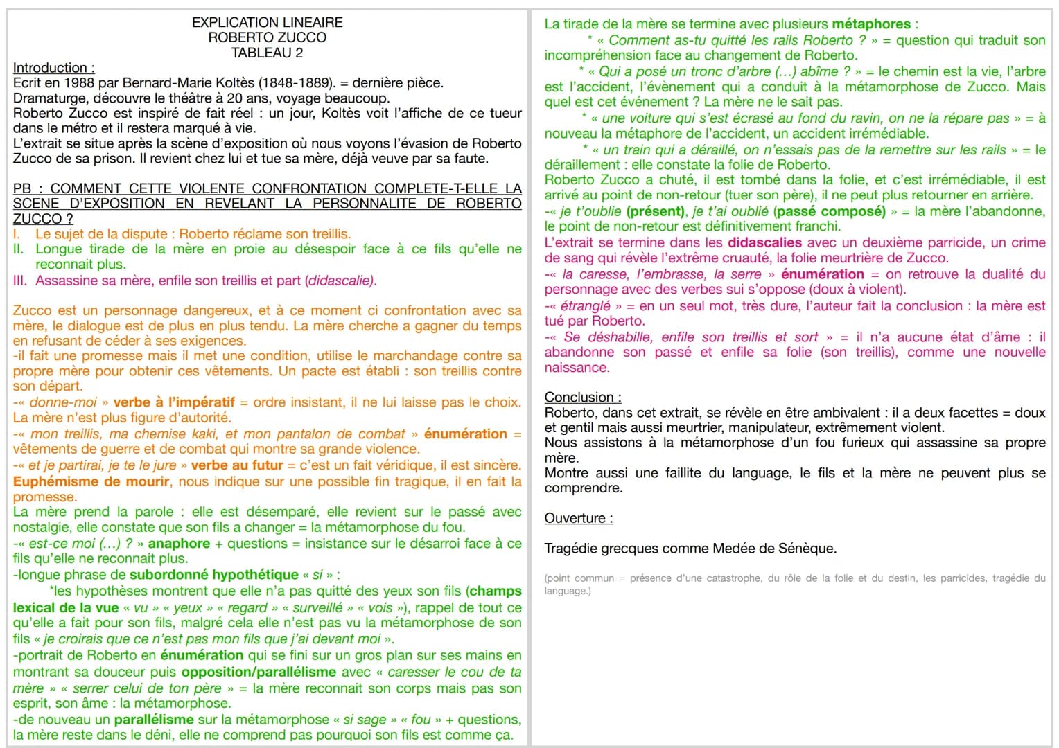 EXPLICATION LINEAIRE
ROBERTO ZUCCO
TABLEAU 2
Introduction :
Ecrit en 1988 par Bernard-Marie Koltès (1848-1889). = dernière pièce.
Dramaturge