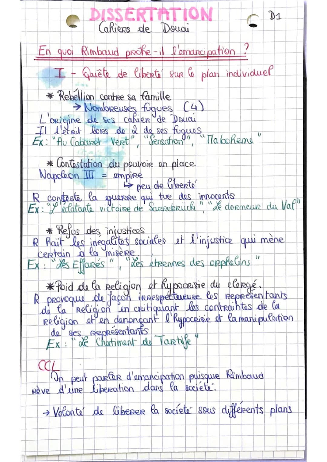 Dissertation : Cahiers de Douai - Rimbaud
