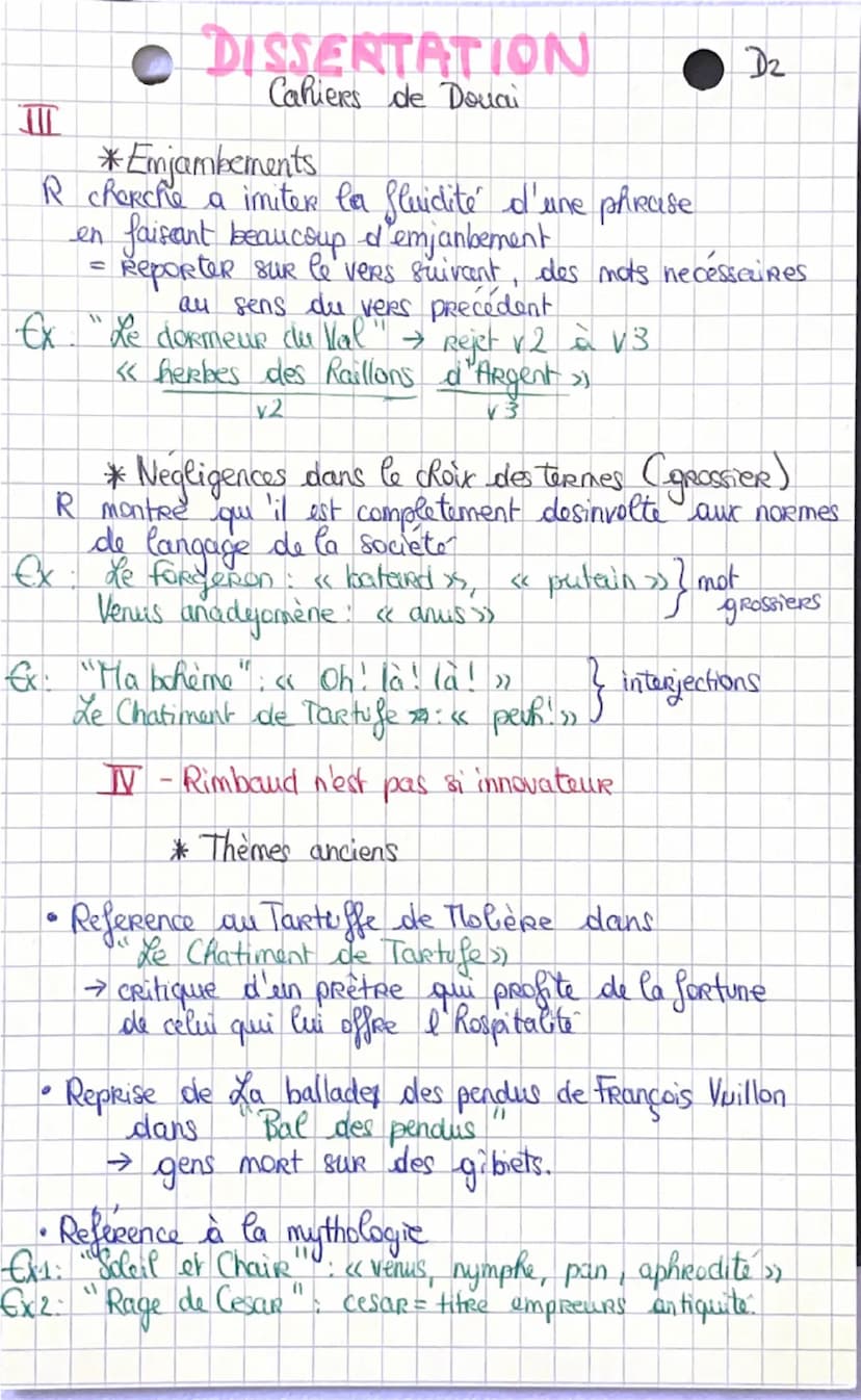 DISSERTATION
Cahiers de Douai
En quoi Rimbaud profe-il l'emancipation
I - Quête de liberté sur le plan individuel
*Rebellion contree sa fami