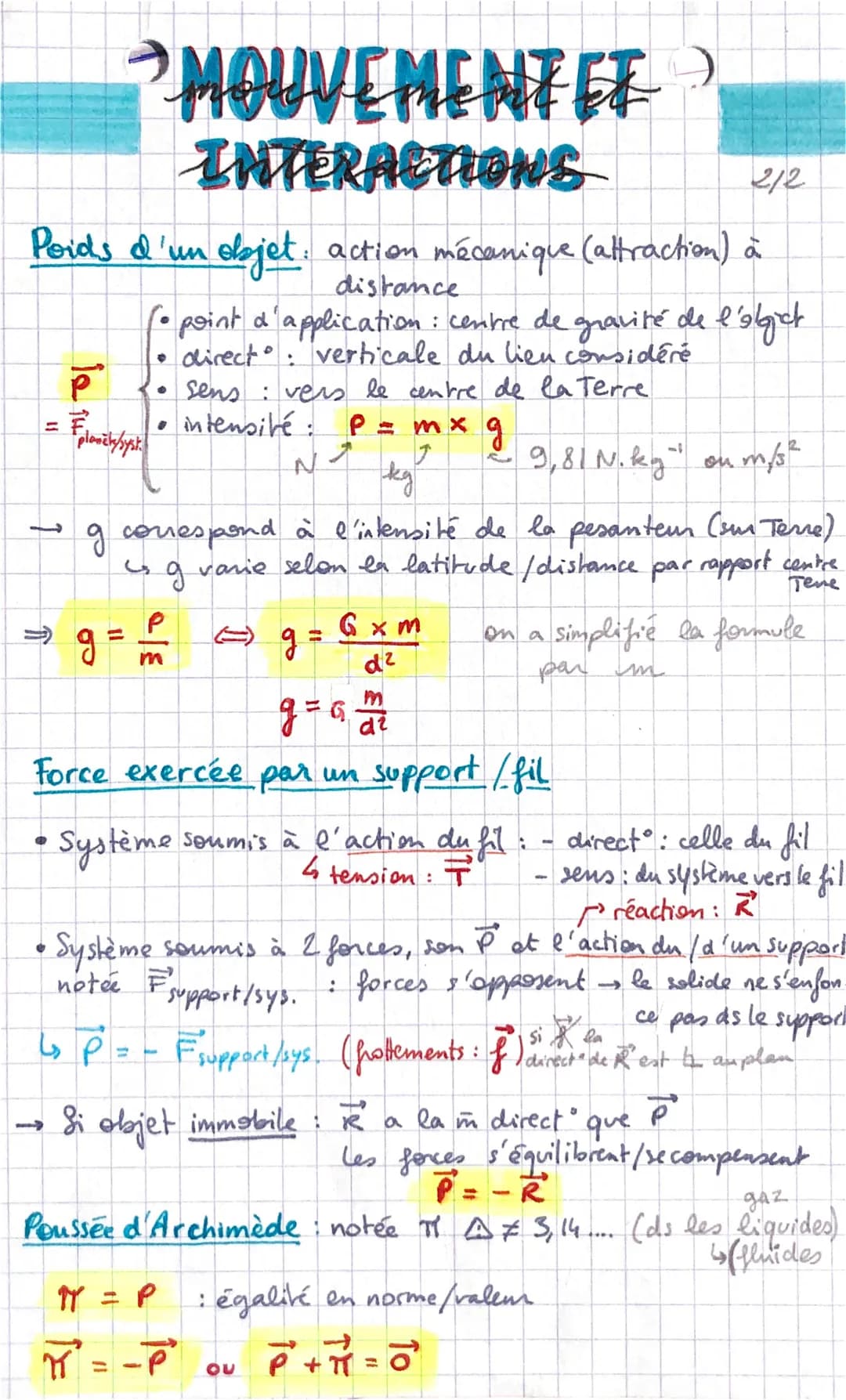 "MOUVEMENT ET '
INTERACTIONS
(Actions et forces).
Action:
• système extérieur : tout ce qui ne constitue
étudié
-
système étudié - modélisé 