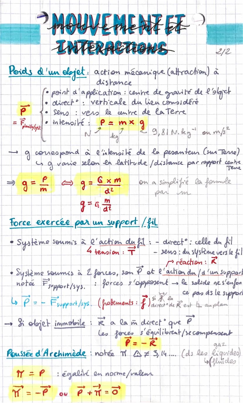 "MOUVEMENT ET '
INTERACTIONS
(Actions et forces).
Action:
• système extérieur : tout ce qui ne constitue
étudié
-
système étudié - modélisé 