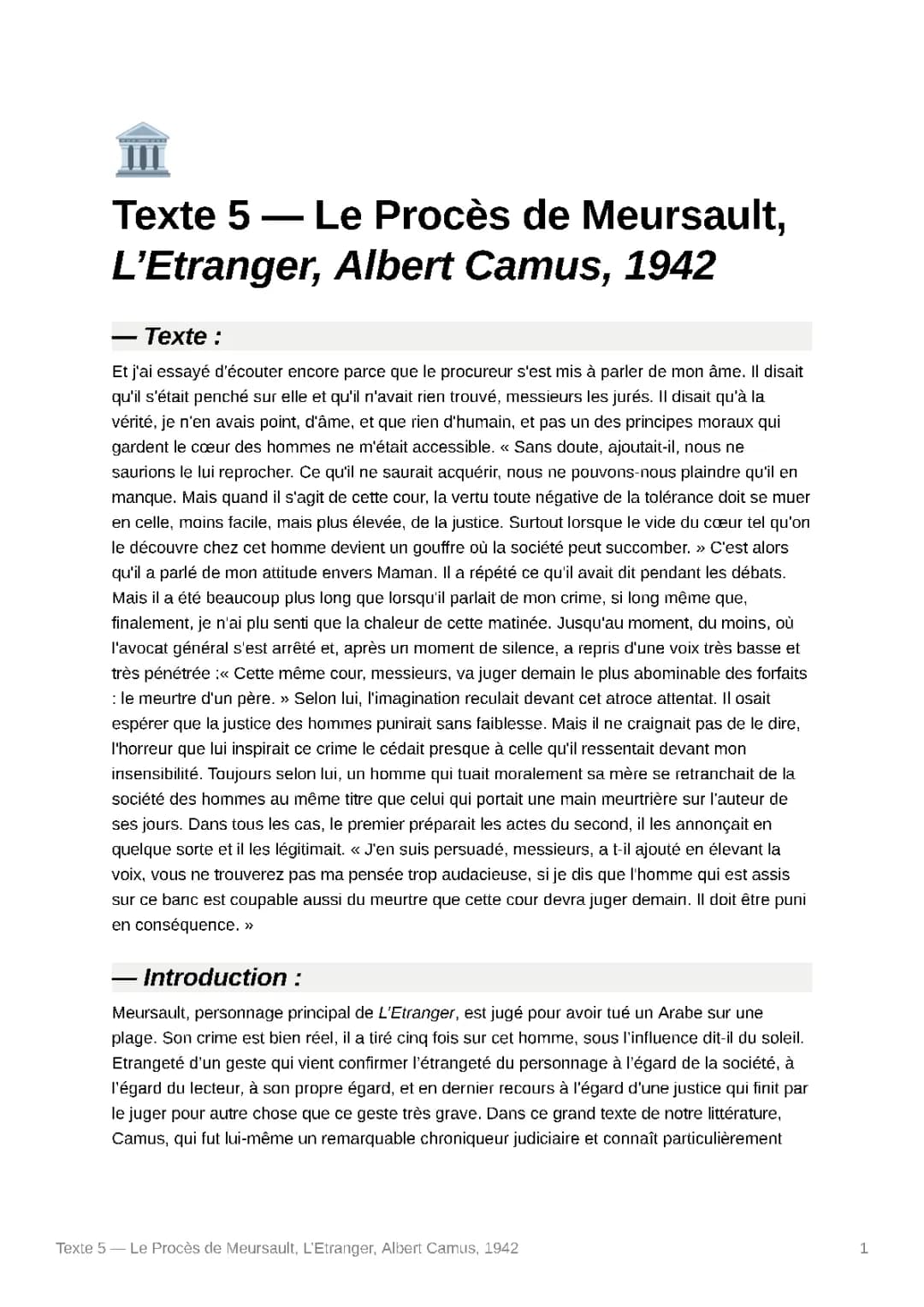 L'Étranger Camus : Analyse par Chapitre - Chapitre 4 Partie 1 et 2, Analyse Couverture et Plus