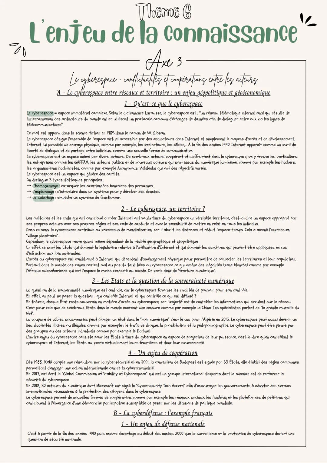 Theme 6
L'enjeu de la connaissance
Axe 3
Le cyberespace : conflictualites et cooperations entre les acteurs
A - Le cyberespace entre réseaux