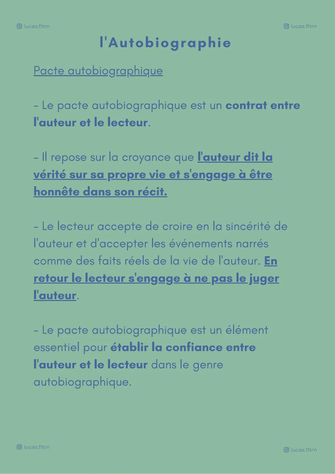 lucas.fitrn
lucas.fitrn

# l'Autobiographie

- L'autobiographie est un genre littéraire dans
lequel un auteur raconte sa propre vie.

- L'au