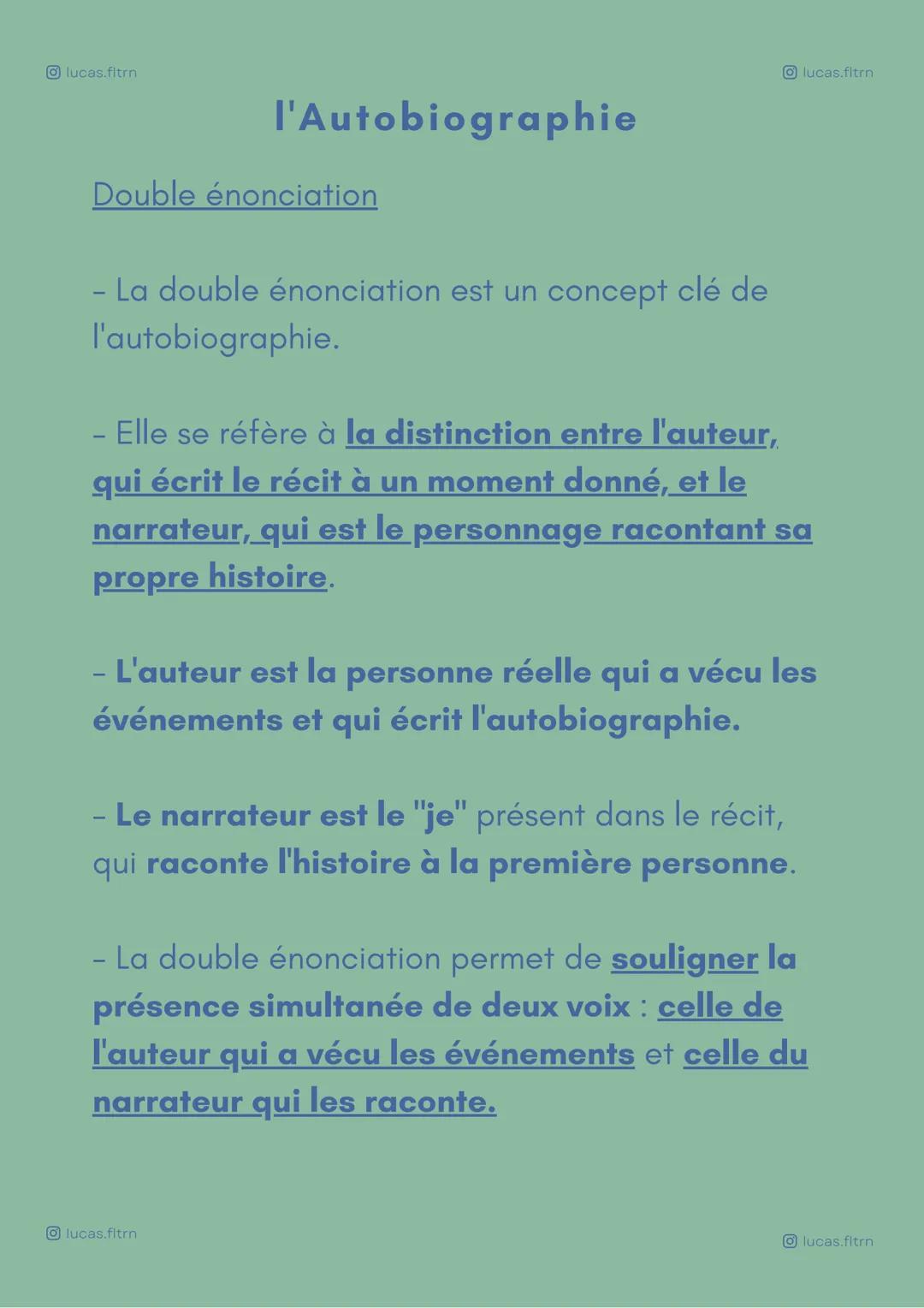 lucas.fitrn
lucas.fitrn

# l'Autobiographie

- L'autobiographie est un genre littéraire dans
lequel un auteur raconte sa propre vie.

- L'au