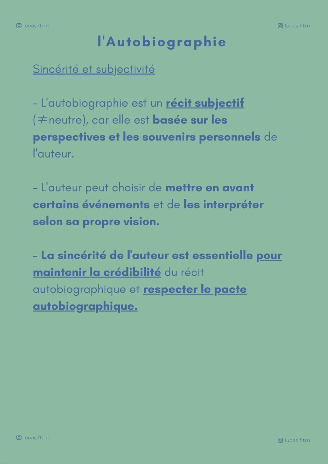 lucas.fitrn
lucas.fitrn

# l'Autobiographie

- L'autobiographie est un genre littéraire dans
lequel un auteur raconte sa propre vie.

- L'au