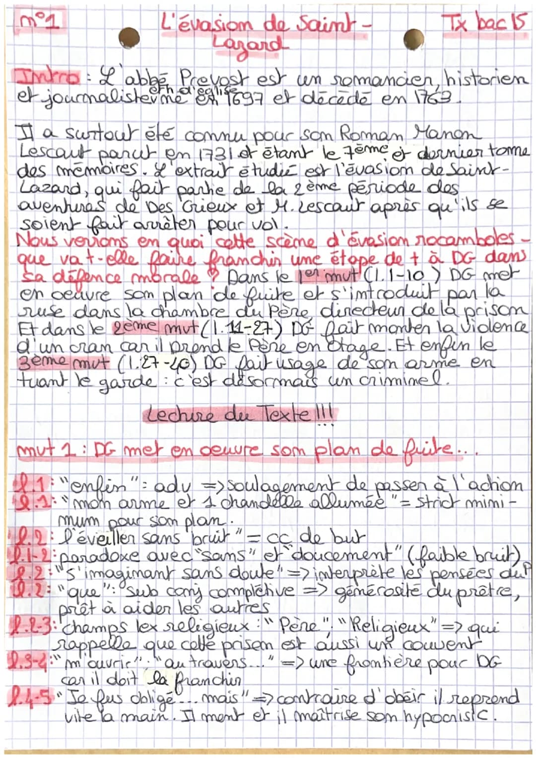 L'évasion de Saint
Lazard
Imrro: Labbé Prevost est un romancien, historien
et journalister me 84, 1697 et décédé en 1763.
Tx bac 15
I a surt