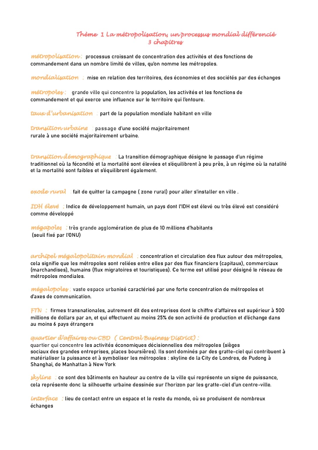 Thème 1 (1ère) 