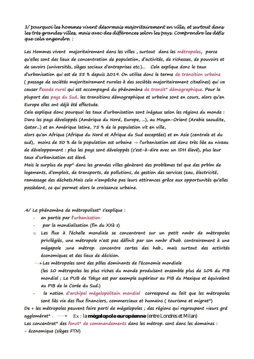 Thème 1 La métropolisation, un processus mondial différencié
3 chapitres
métropolisation processus croissant de concentration des activités 