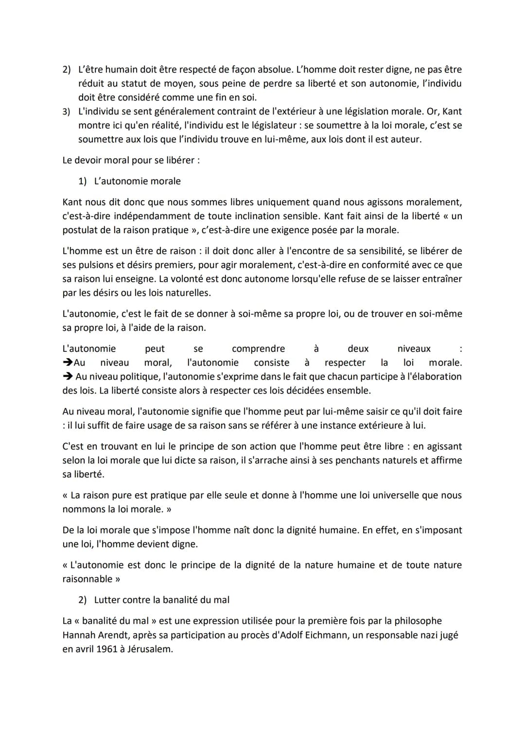 CHAPITRE 5 : LE DEVOIR ET LA MORALE
Le devoir renvoie à l'obligation morale, ce n'est ni une contrainte ni une nécessité. Lorsque je
dis je 