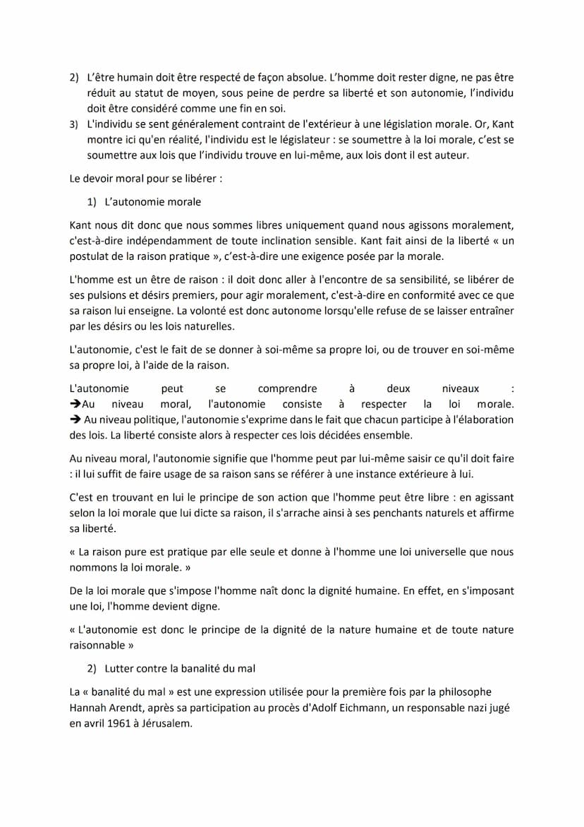CHAPITRE 5 : LE DEVOIR ET LA MORALE
Le devoir renvoie à l'obligation morale, ce n'est ni une contrainte ni une nécessité. Lorsque je
dis je 