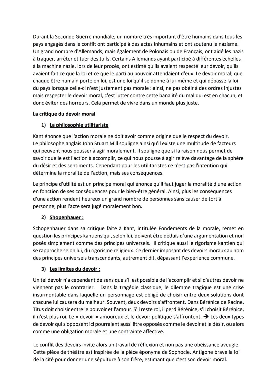CHAPITRE 5 : LE DEVOIR ET LA MORALE
Le devoir renvoie à l'obligation morale, ce n'est ni une contrainte ni une nécessité. Lorsque je
dis je 