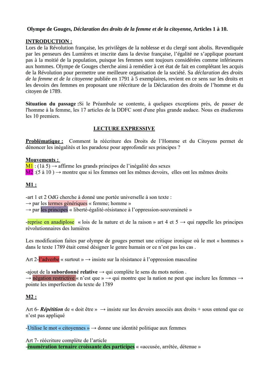 1
1GT, Olympe de Gouges
Extrait 2
II
Le but de toute association politique est la conservation des droits naturels et imprescriptibles de
la