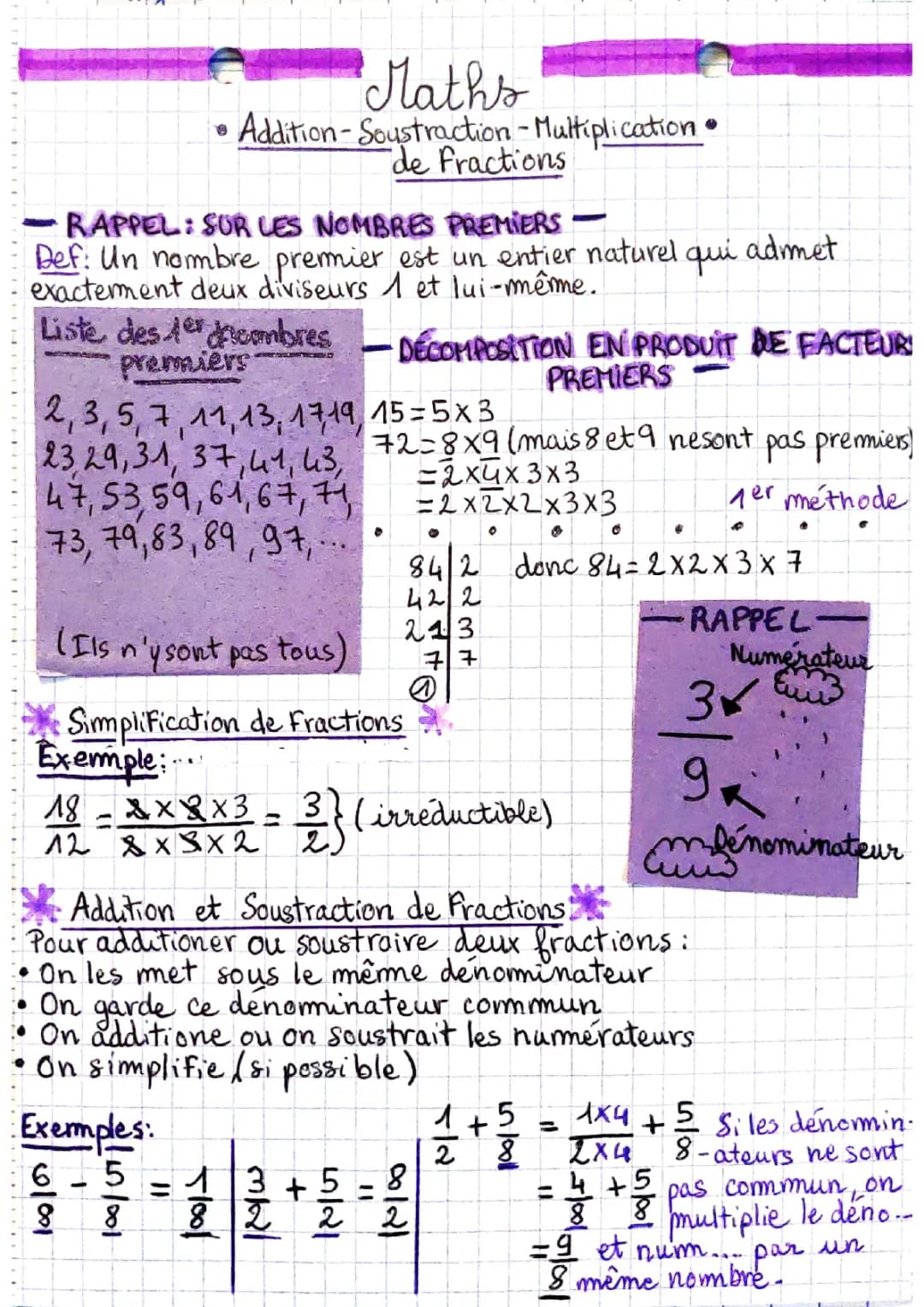 Exercices Corrigés: Addition et Soustraction de Fractions pour les CM2 et 4ème